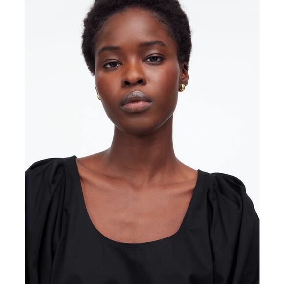 Madewell Relaxed Scoop Neck Puff Short-Sleeve Top WMNS S Black Cotton Pullover - Picture 3 of 8